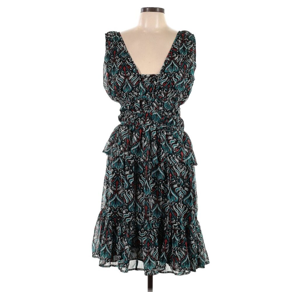 WALTER BAKER Misty Metallic Abstract Print A-Line Dress Sz Large L NWT - Picture 2 of 7